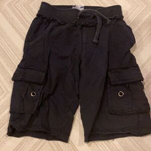 Mish Boys Black Sweat Ripped Hem Cargo Shorts